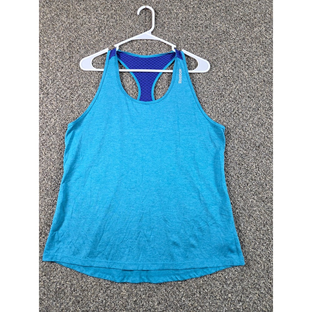 Reebok Racerback Shirt Womens Medium Teal Good Athletic Mesh Back Tank Top